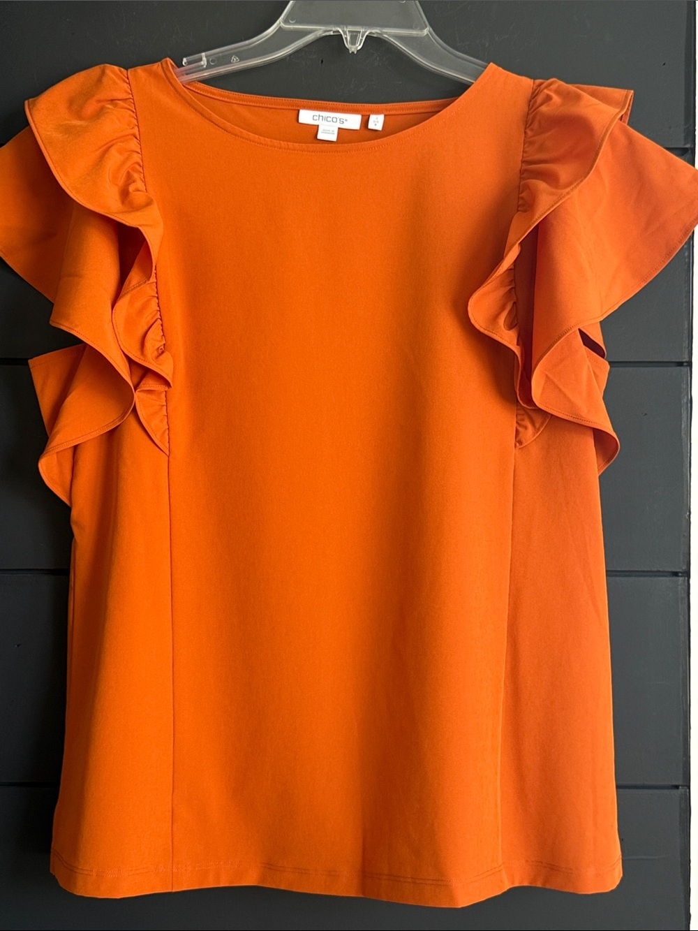 Chico's Ruffle Sleeve Blouse Pumpkin/Orange L